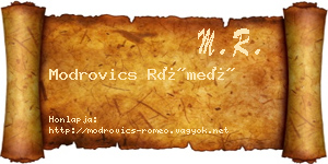 Modrovics Rómeó névjegykártya